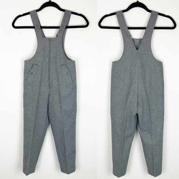 Vintage Dan Jean Boy Wool Blend Overalls Gray Outerwear Lined France EU 6 Years - Picture 2 of 11